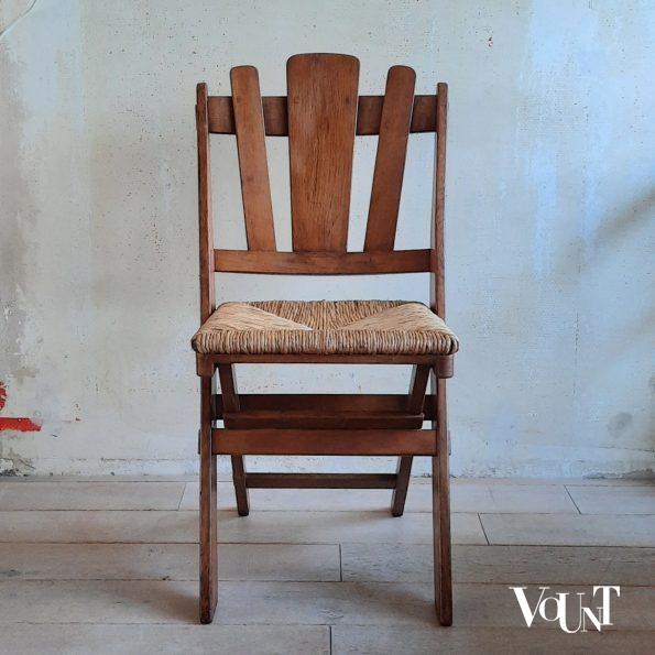 Set van 6 klapstoelen met biezen zittingen, De Volharding, jaren '50