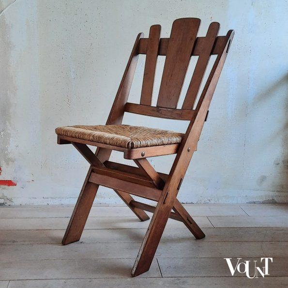 Set van 6 klapstoelen met biezen zittingen, De Volharding, jaren '50
