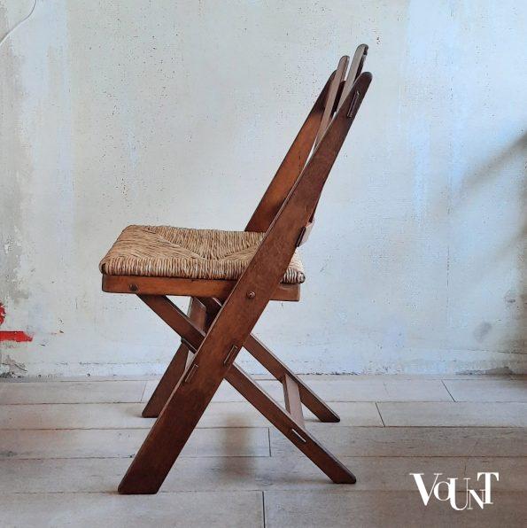 Set van 6 klapstoelen met biezen zittingen, De Volharding, jaren '50