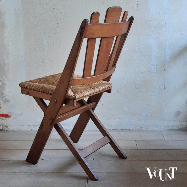 Set van 6 klapstoelen met biezen zittingen, De Volharding, jaren '50