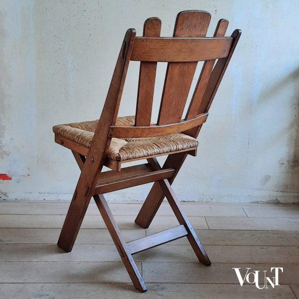 Set van 6 klapstoelen met biezen zittingen, De Volharding, jaren '50
