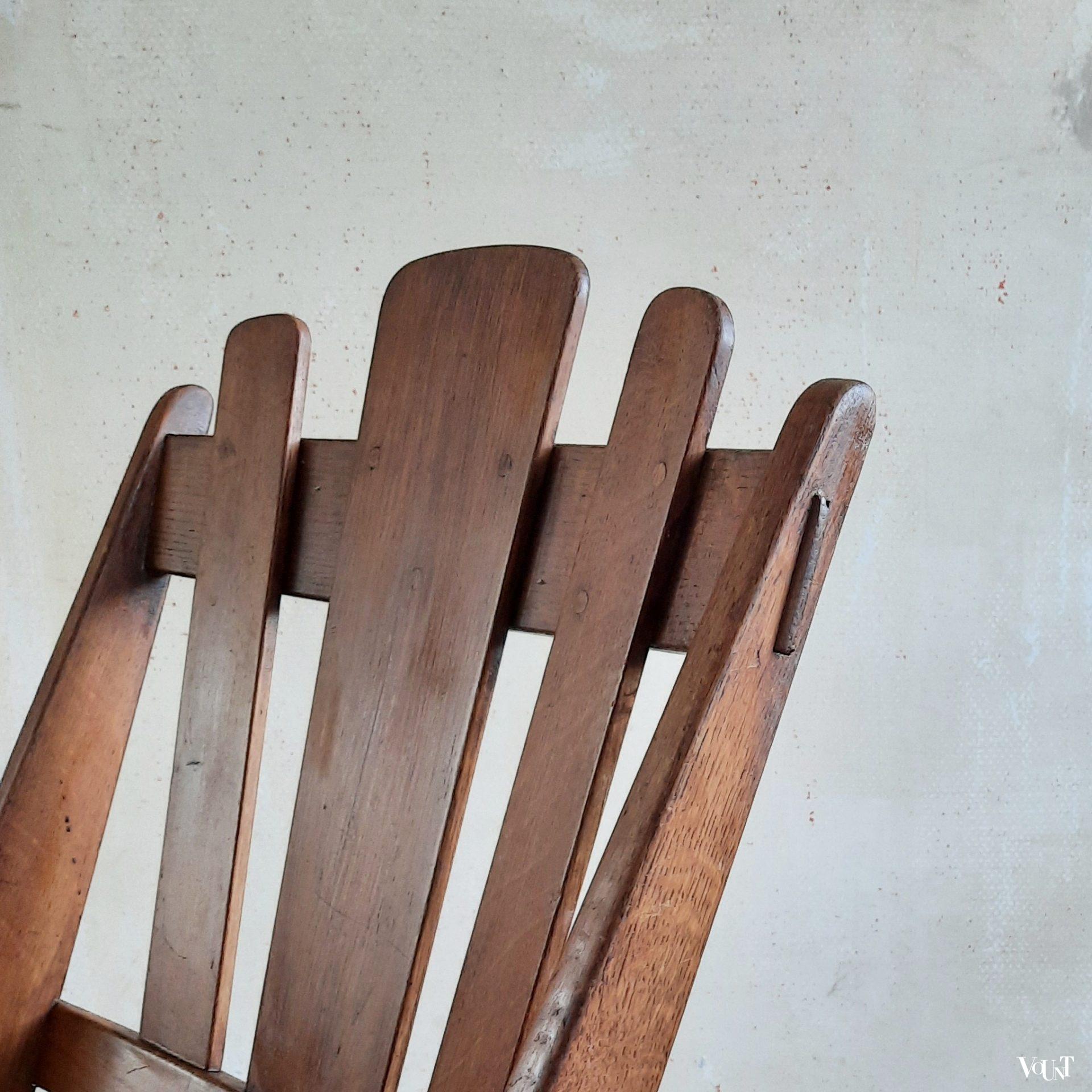 Set van 6 klapstoelen met biezen zittingen, De Volharding, jaren '50
