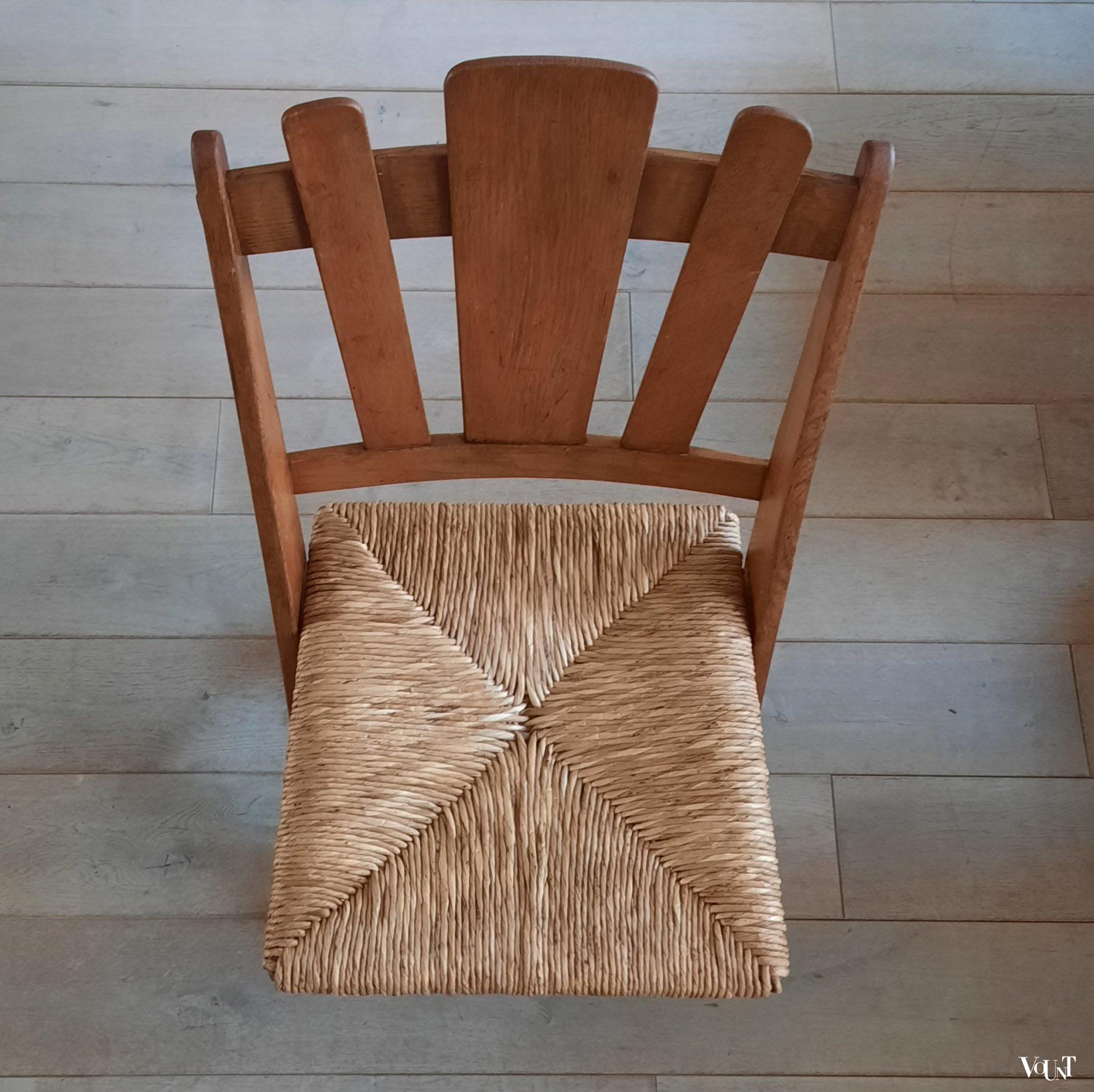 Set van 6 klapstoelen met biezen zittingen, De Volharding, jaren '50