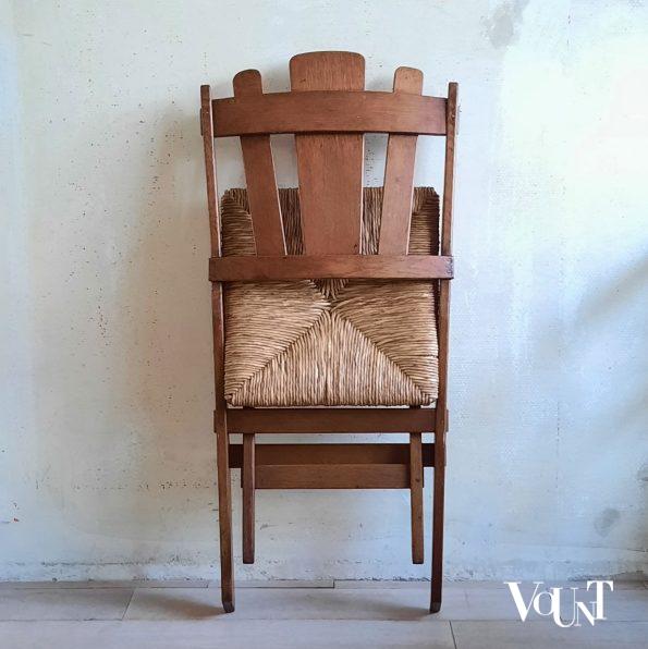 Set van 6 klapstoelen met biezen zittingen, De Volharding, jaren '50