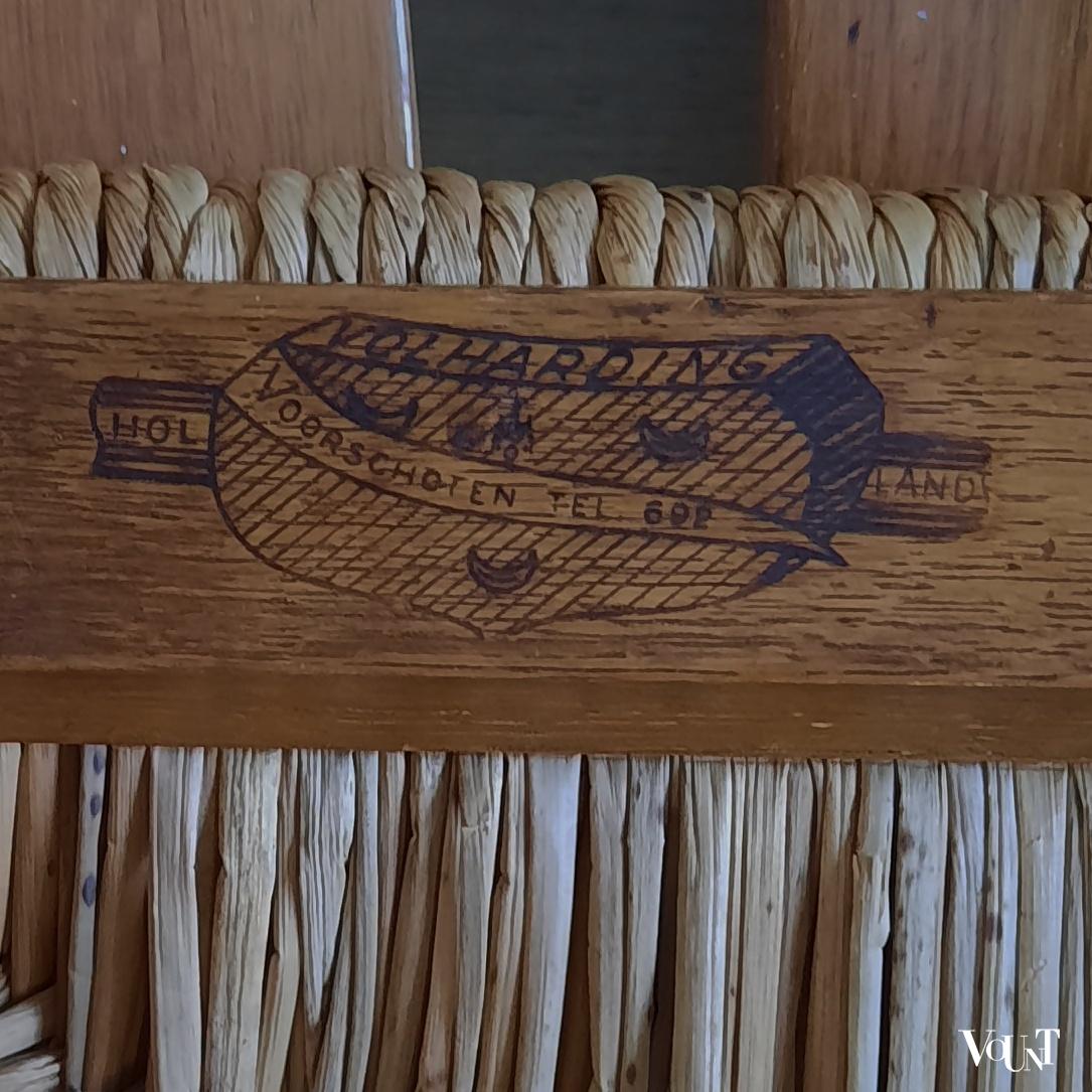 Set van 6 klapstoelen met biezen zittingen, De Volharding, jaren '50