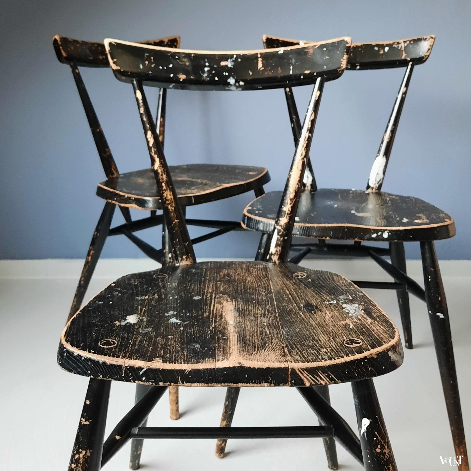 Zwarte Stacking Chair, Ercol, jaren '60