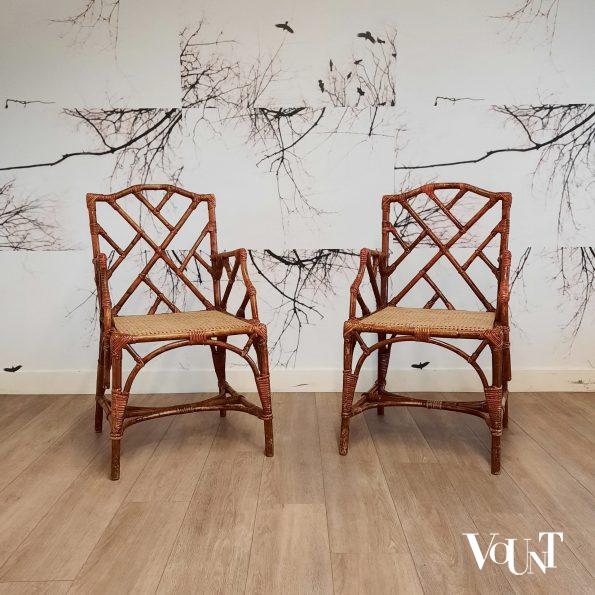 Set van 2 Franse rotan fauteuils, jaren '60