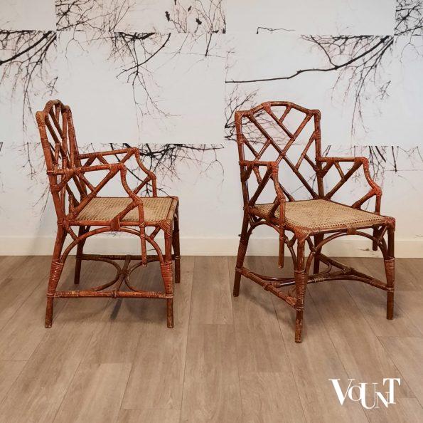 Set van 2 Franse rotan fauteuils, jaren '60
