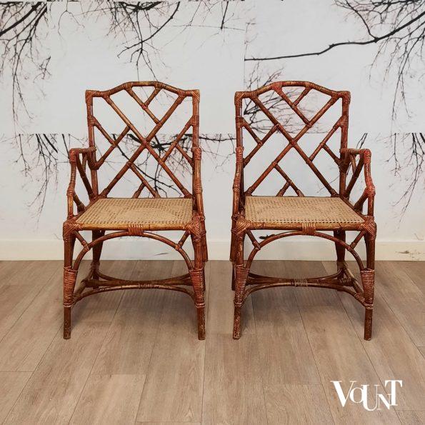 Set van 2 Franse rotan fauteuils, jaren '60