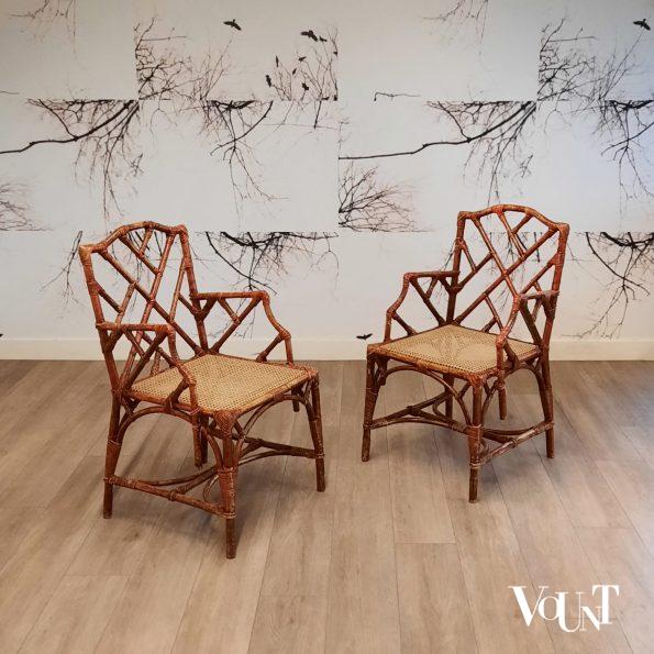 Set van 2 Franse rotan fauteuils, jaren '60