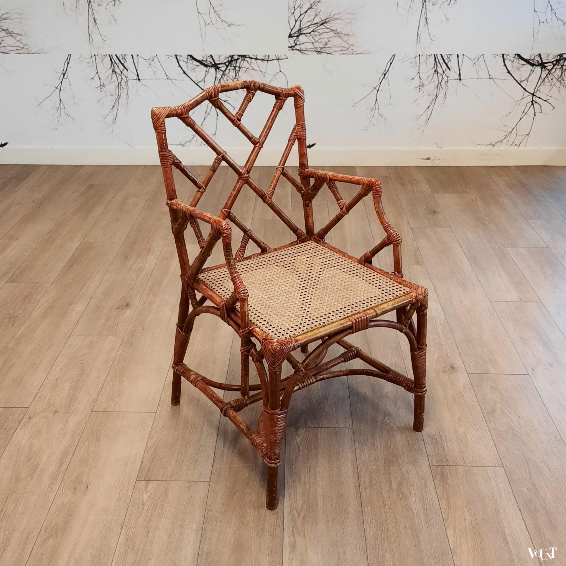 Set van 2 Franse rotan fauteuils, jaren '60