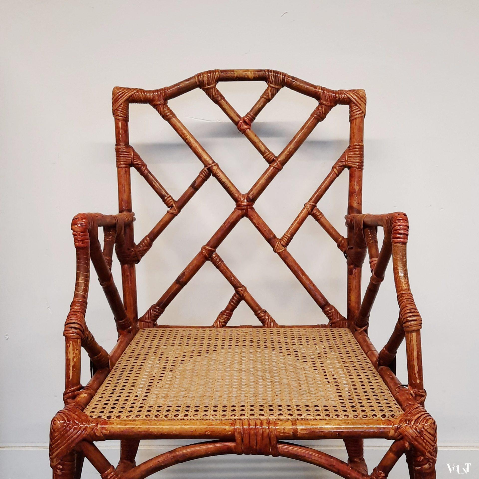 Set van 2 Franse rotan fauteuils, jaren '60