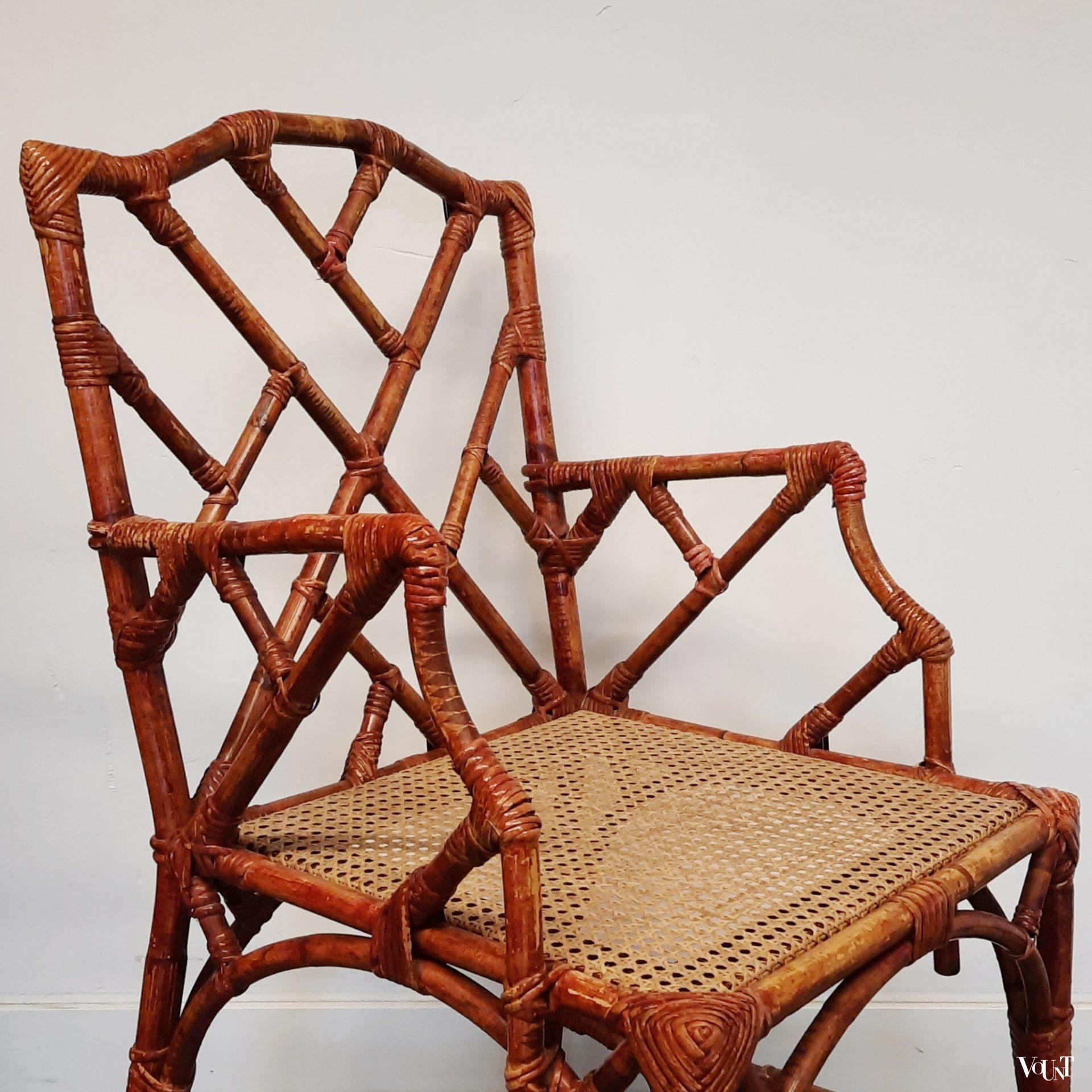 Set van 2 Franse rotan fauteuils, jaren '60