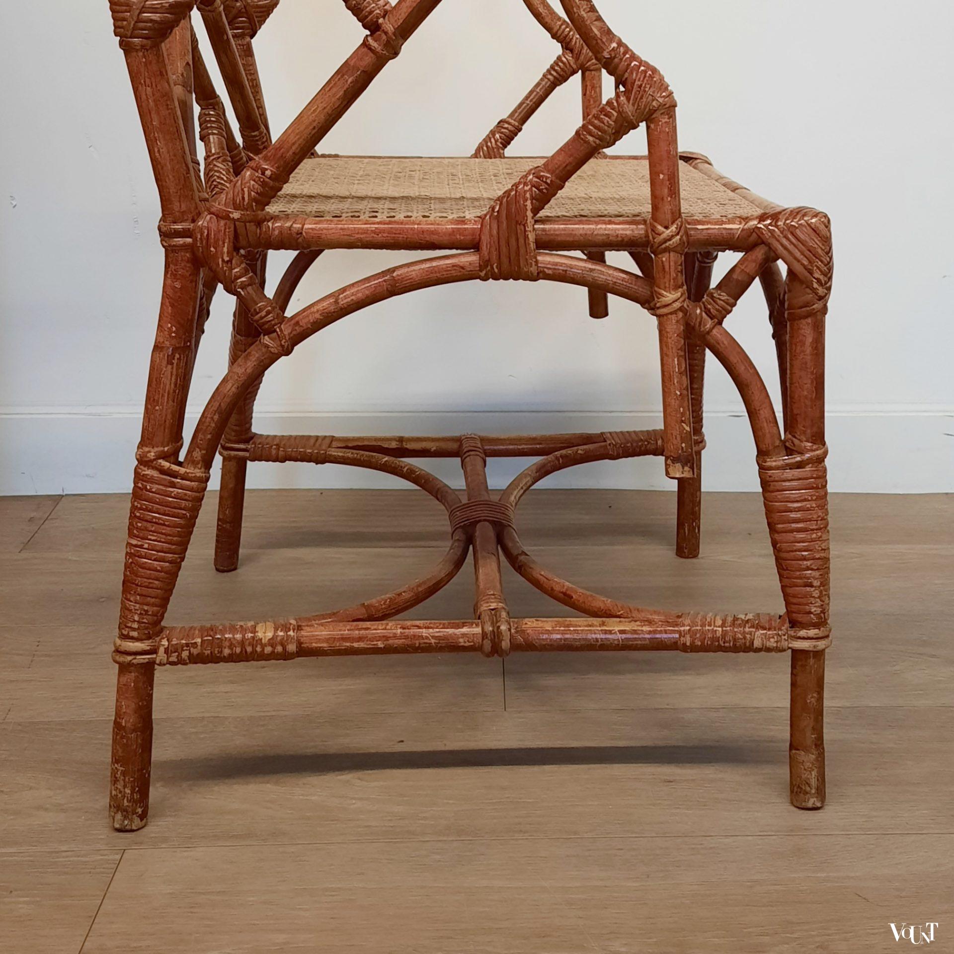 Set van 2 Franse rotan fauteuils, jaren '60