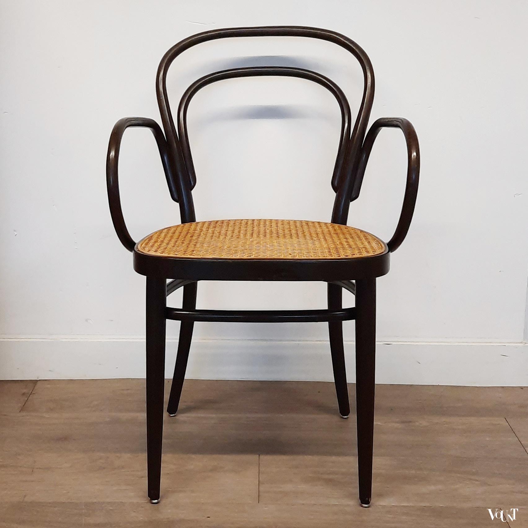 Set van 6 originele donkerbruine Thonet-stoelen nr. 214,  jaren '80