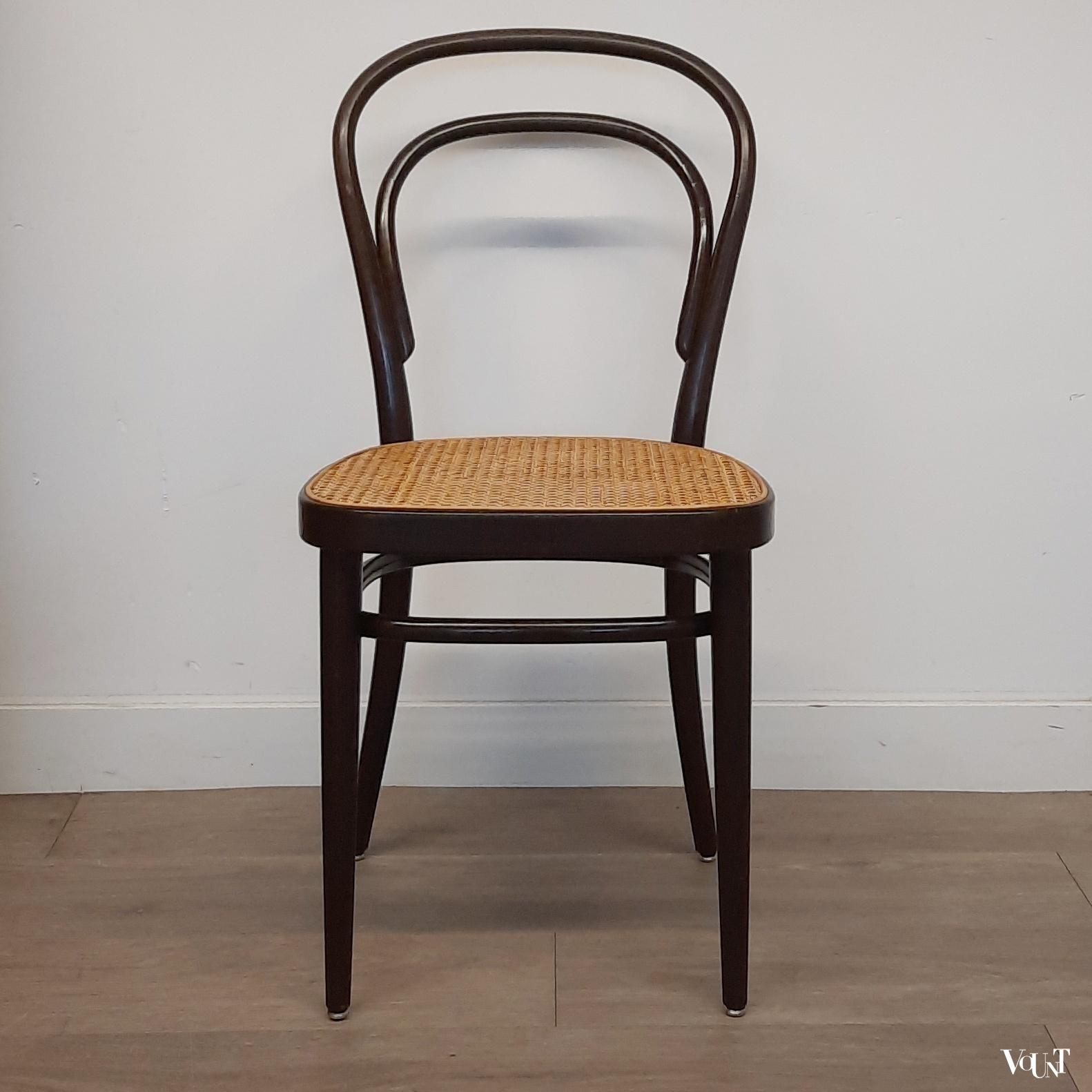 Set van 6 originele donkerbruine Thonet-stoelen nr. 214,  jaren '80
