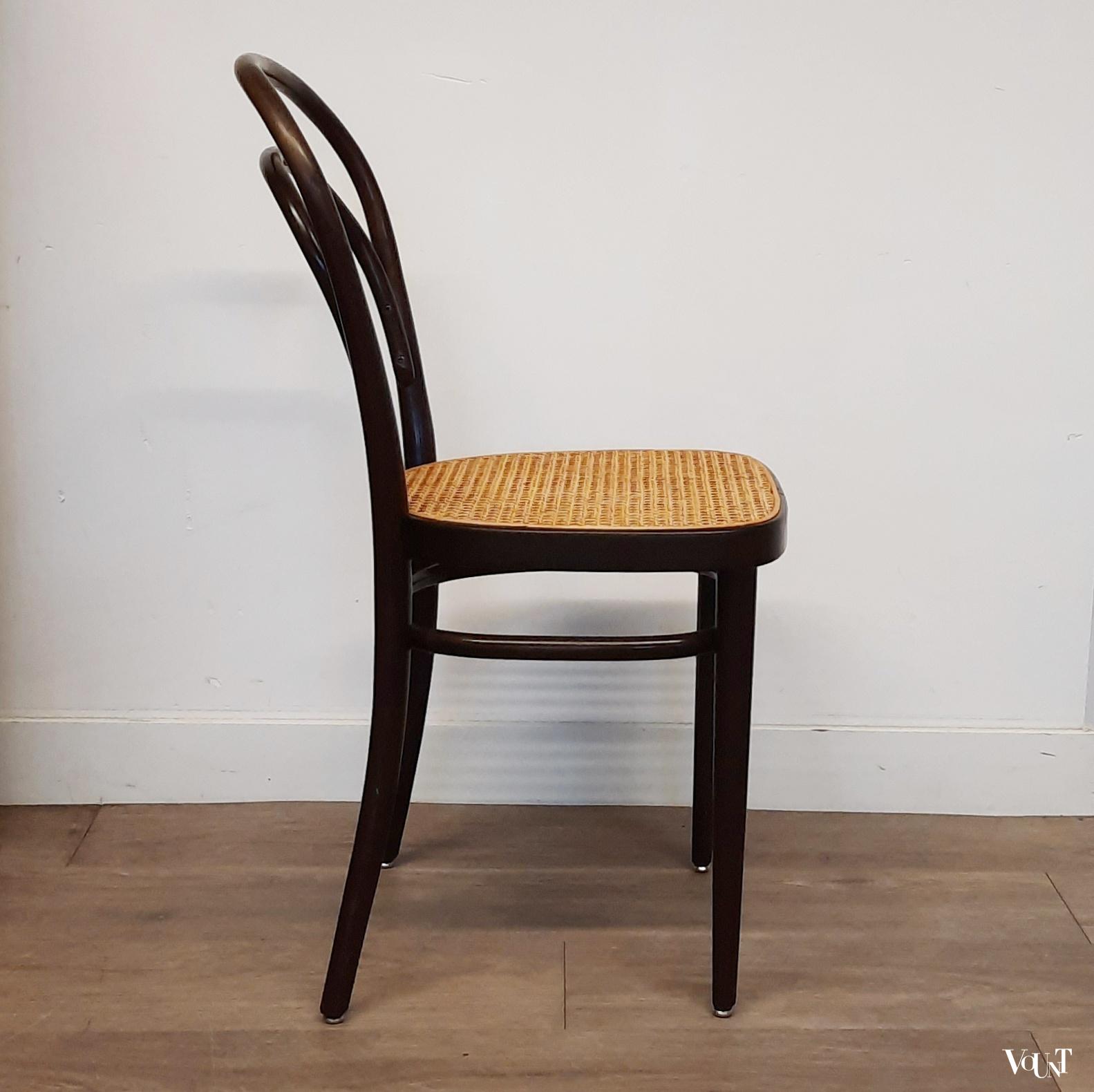 Set van 6 originele donkerbruine Thonet-stoelen nr. 214,  jaren '80