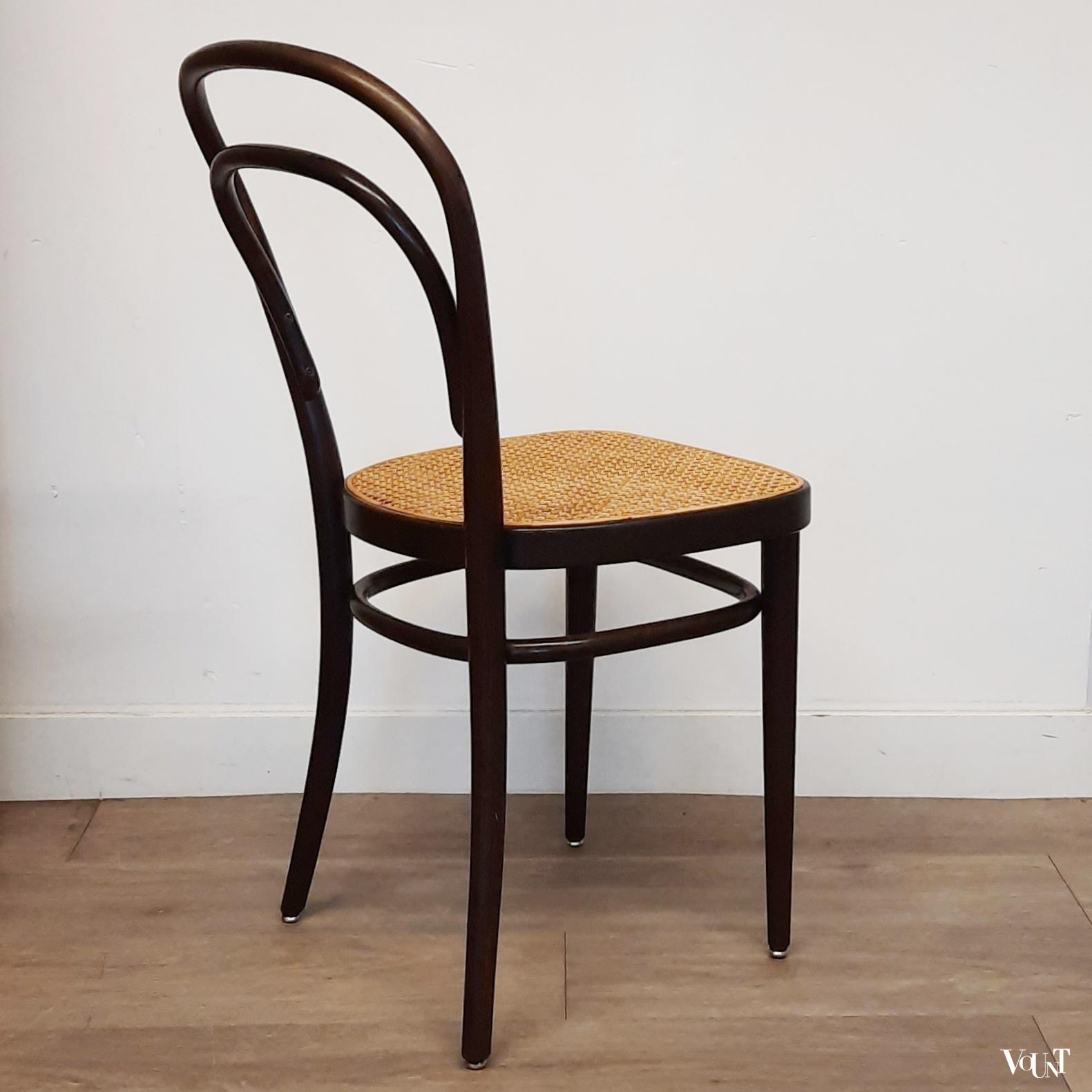 Set van 6 originele donkerbruine Thonet-stoelen nr. 214,  jaren '80