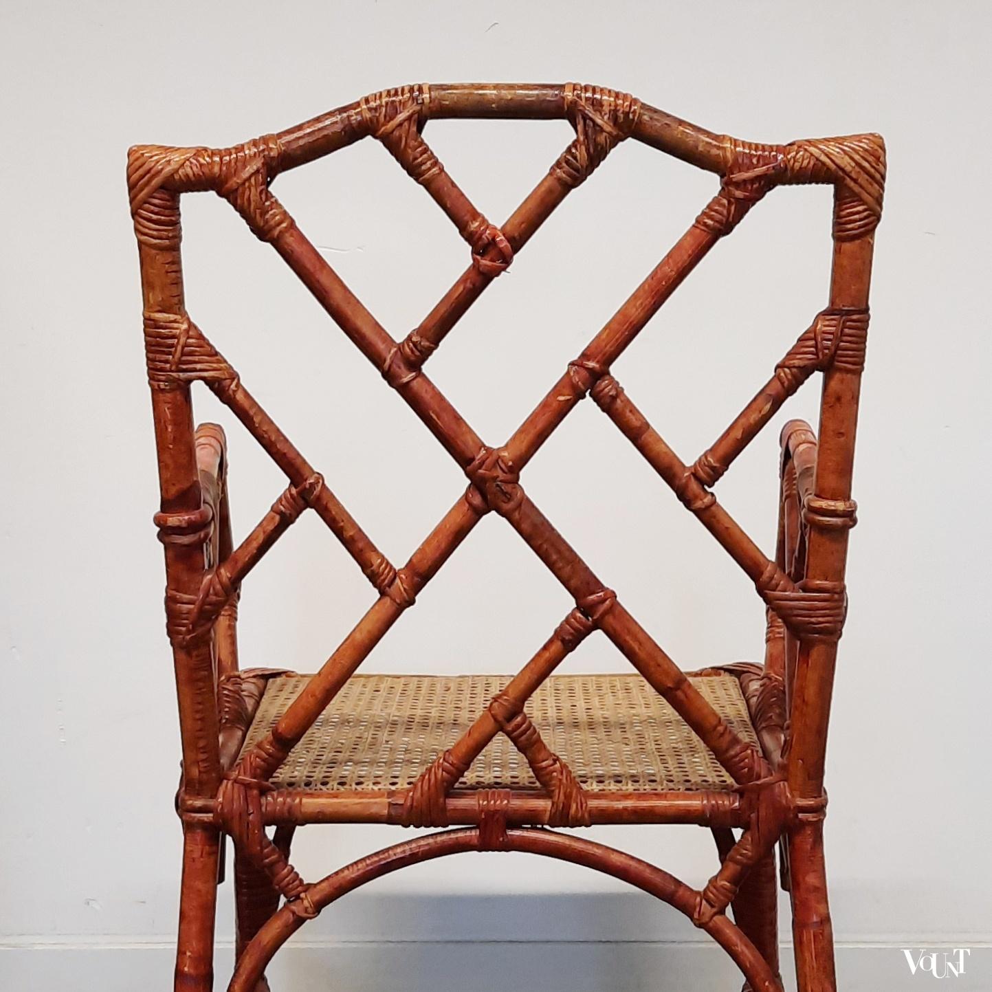 Set van 2 Franse rotan fauteuils, jaren '60