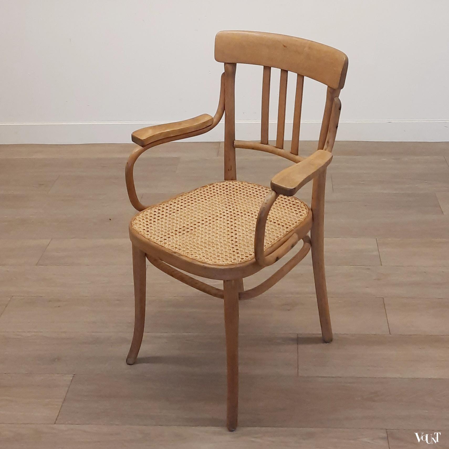 Stoel nr. 363 met rotan zitting, Thonet, rond 1920