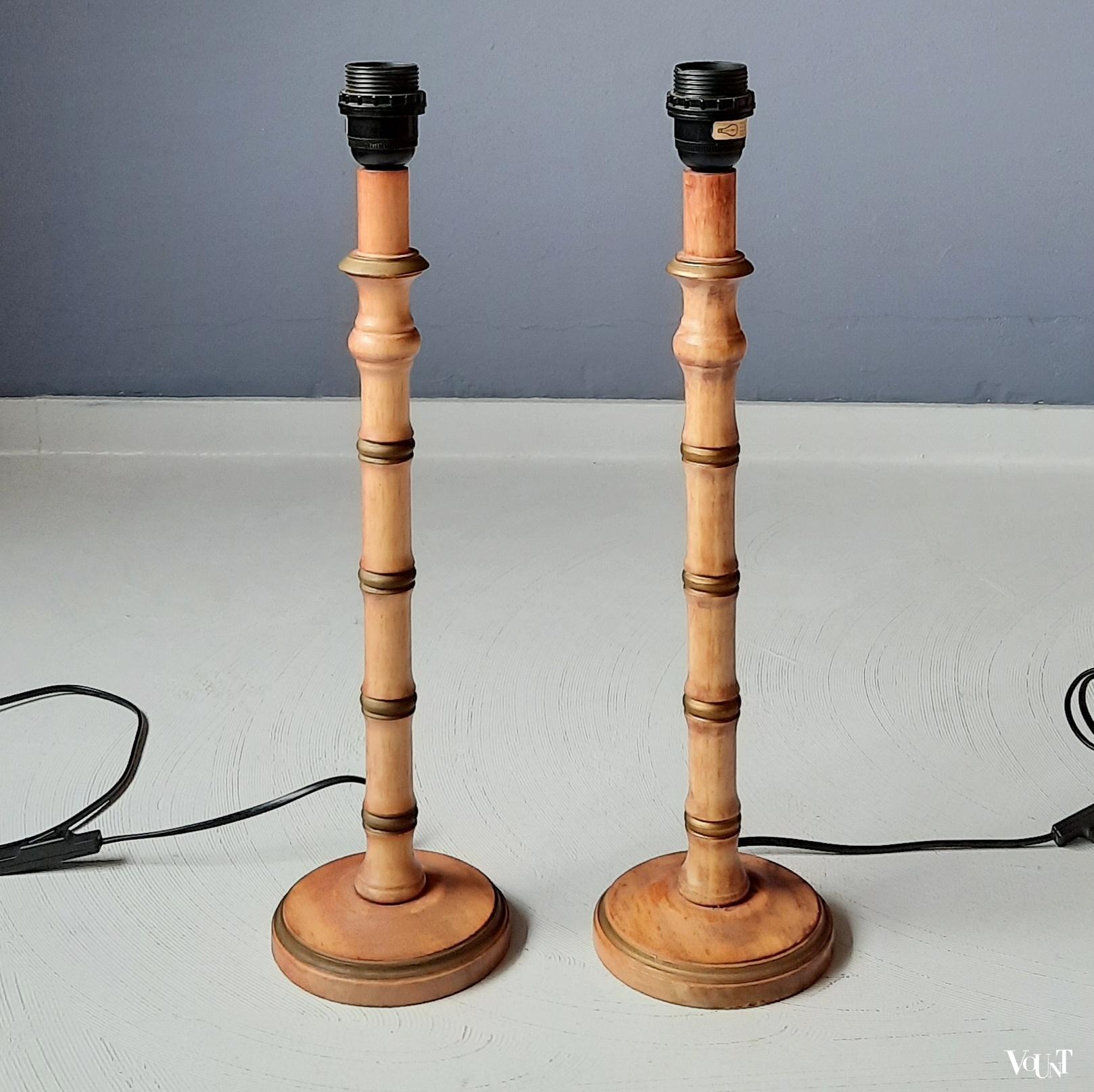 Set van 2 faux bamboo tafellampen