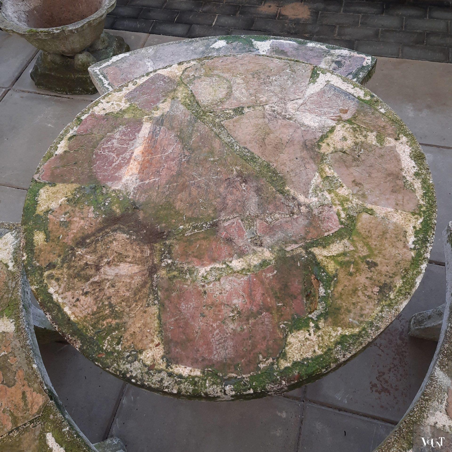 Betonnen tuinset granito / natuursteen, jaren '60