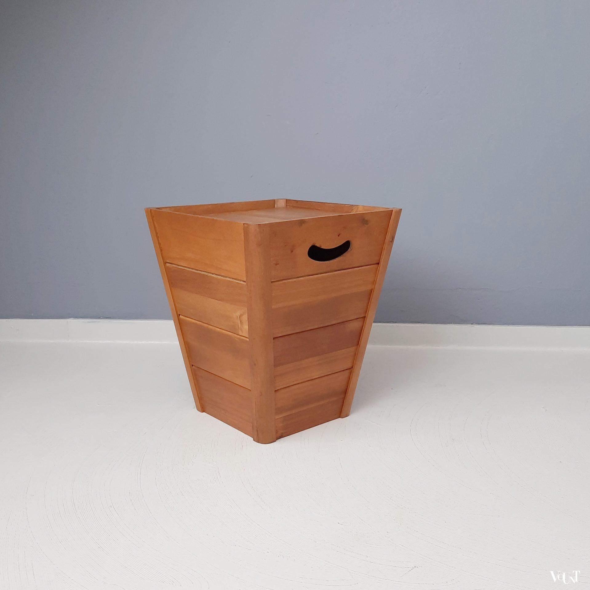 Vintage houten bak met deksel, ca. jaren '70