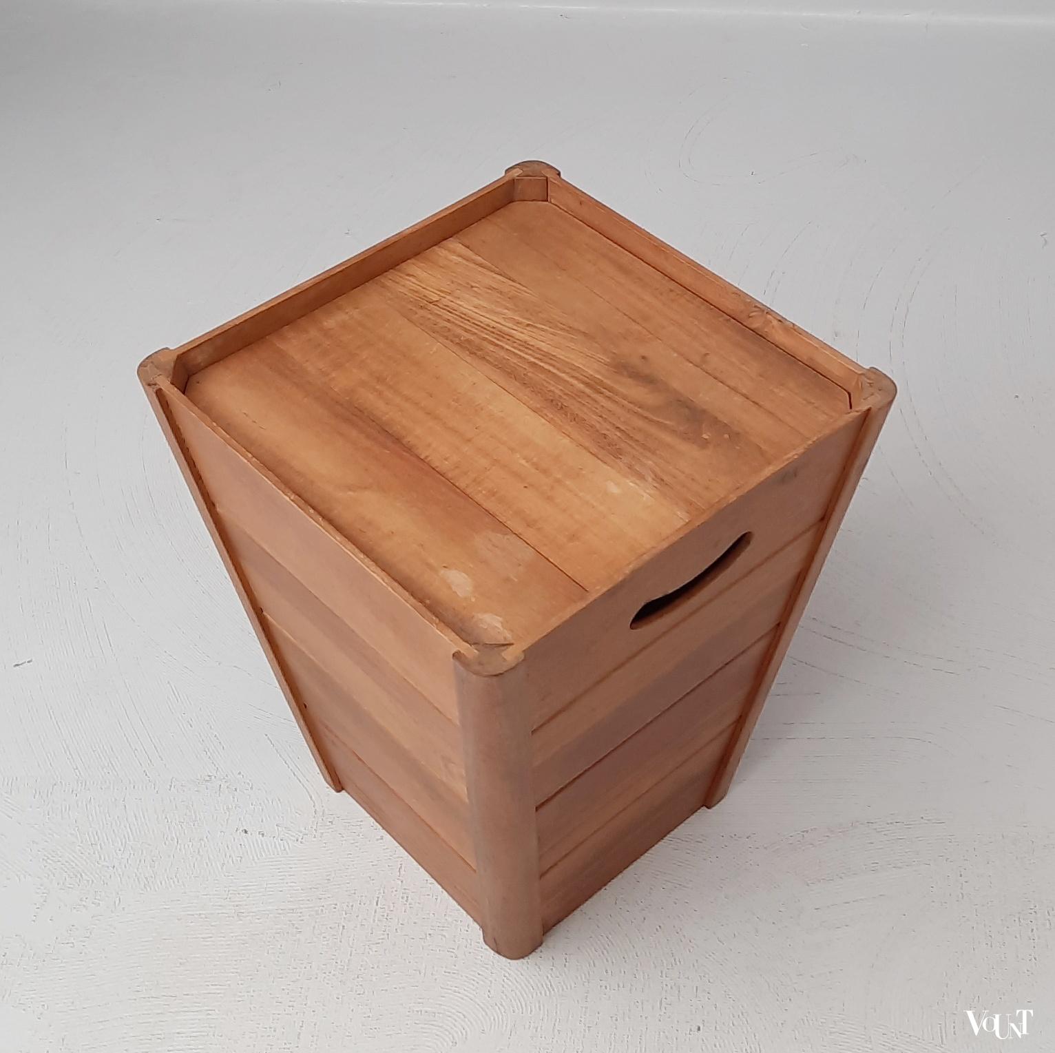 Vintage houten bak met deksel, ca. jaren '70