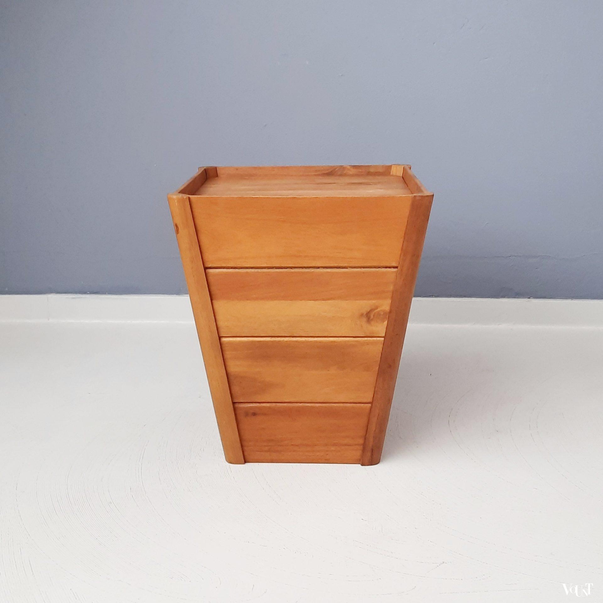 Vintage houten bak met deksel, ca. jaren '70