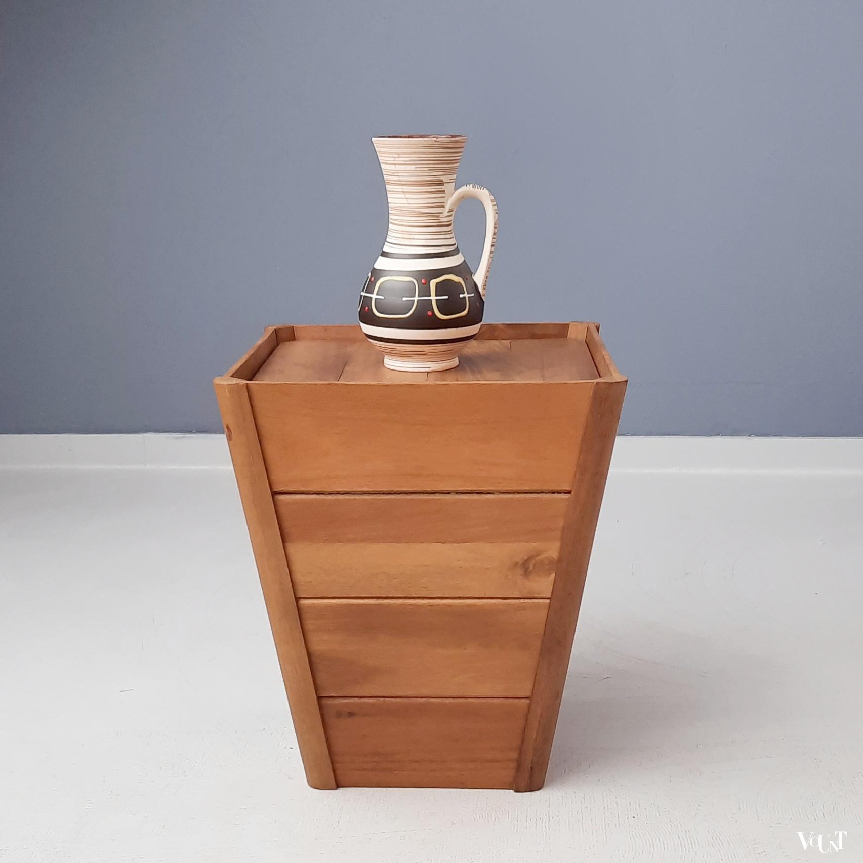 Vintage houten bak met deksel, ca. jaren '70