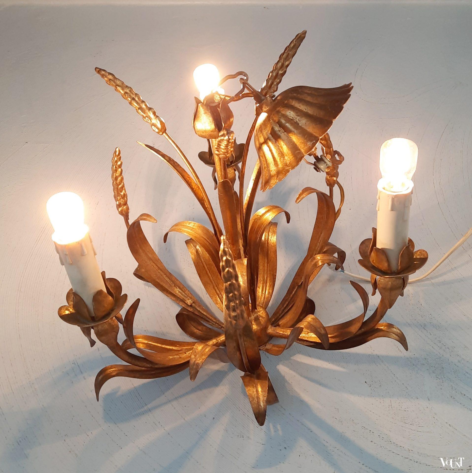 Vintage “korenarenlamp”, Coco Chanel-/Hollywood Regency-stijl