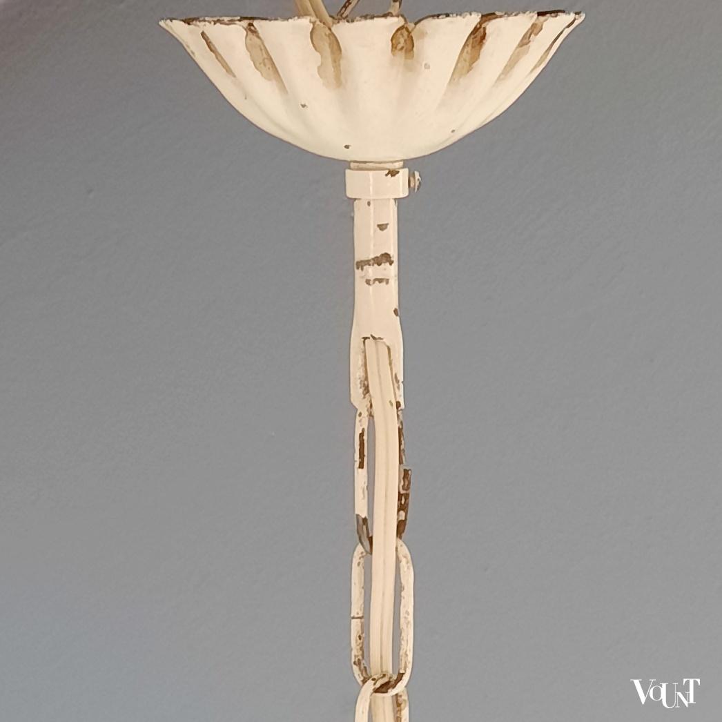 Franse metalen hanglamp bloemen, jaren '60
