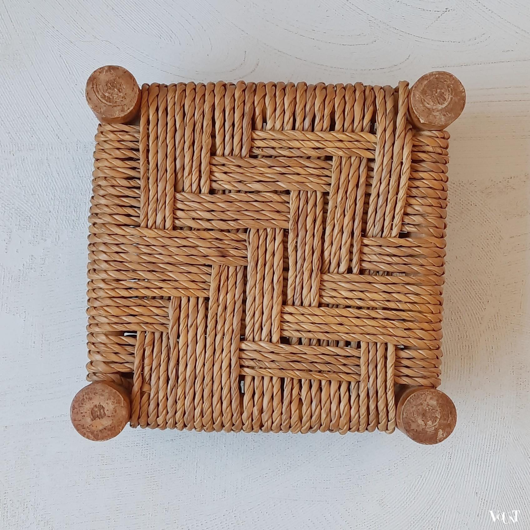 Voetenbankje hout en touw, jaren '60/'70