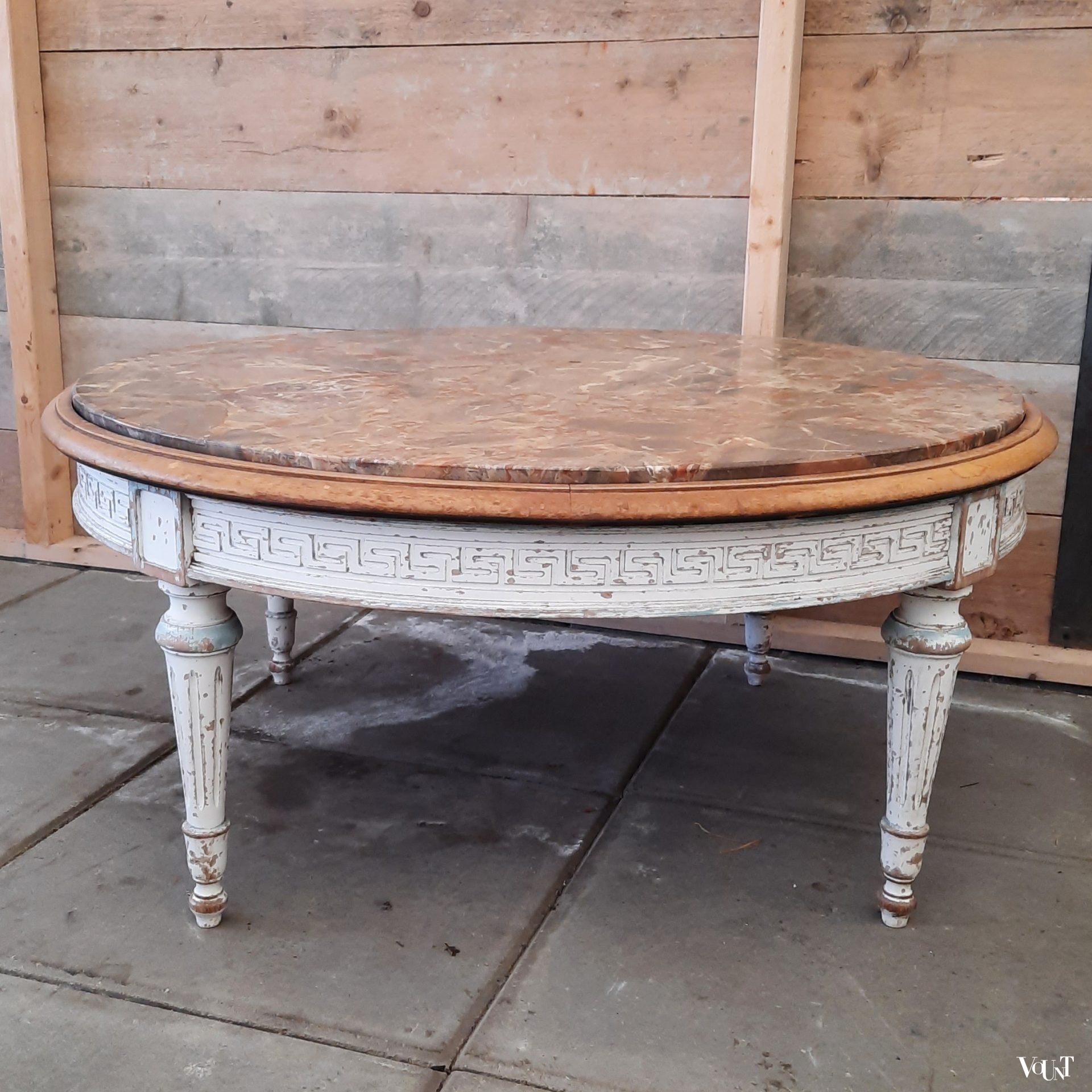 Salontafel hout met natuursteen, jaren '60