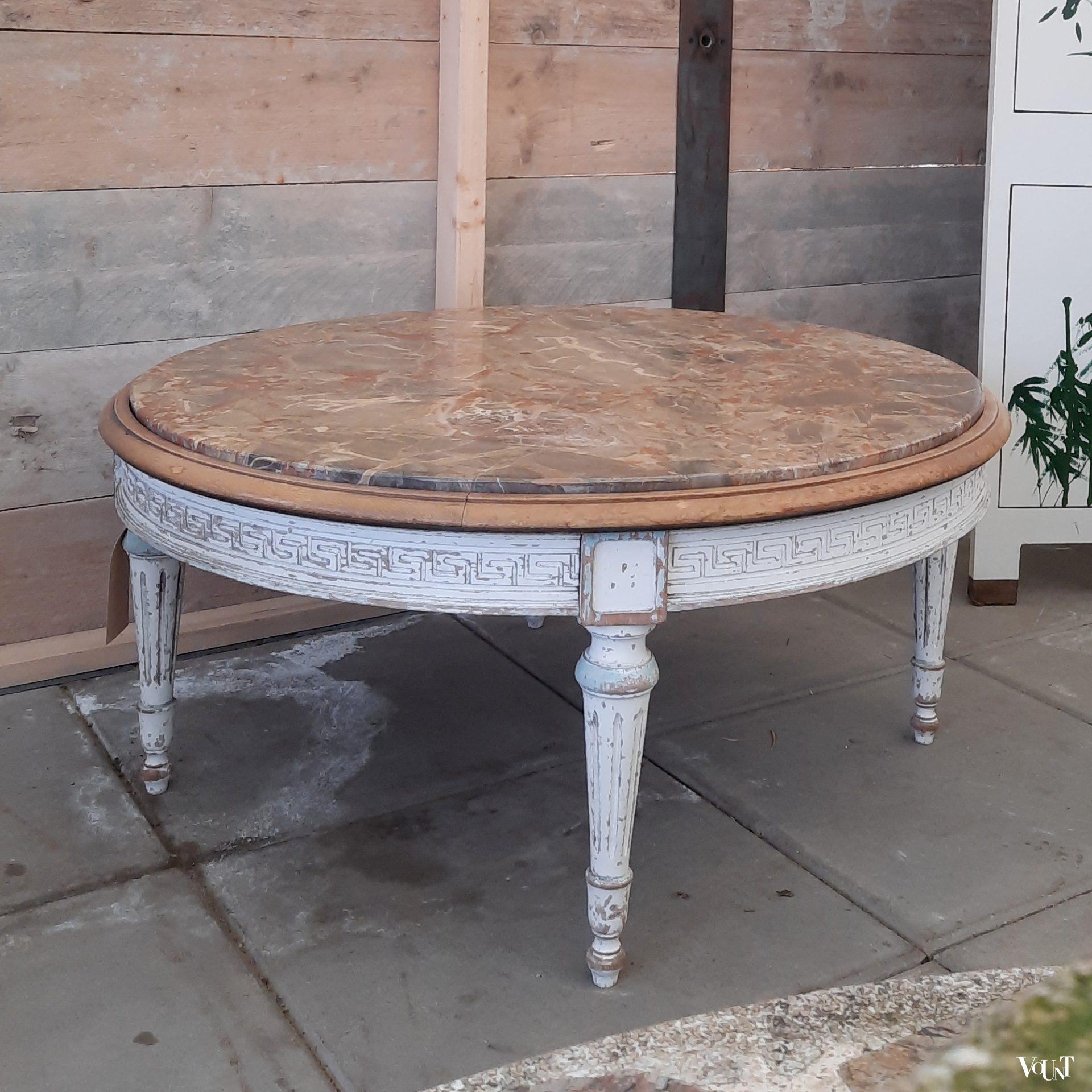 Salontafel hout met natuursteen, jaren '60