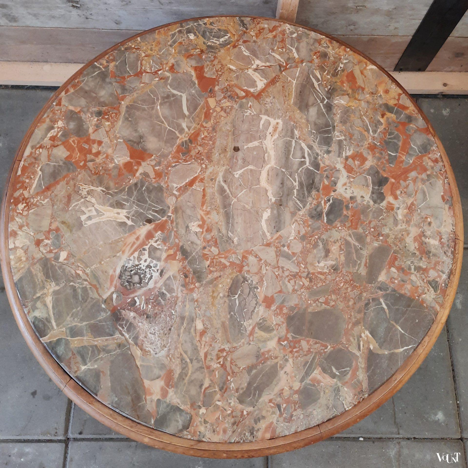 Salontafel hout met natuursteen, jaren '60
