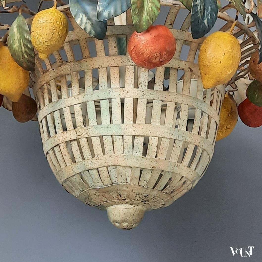 Italiaanse metalen hanglamp met fruit, jaren '60