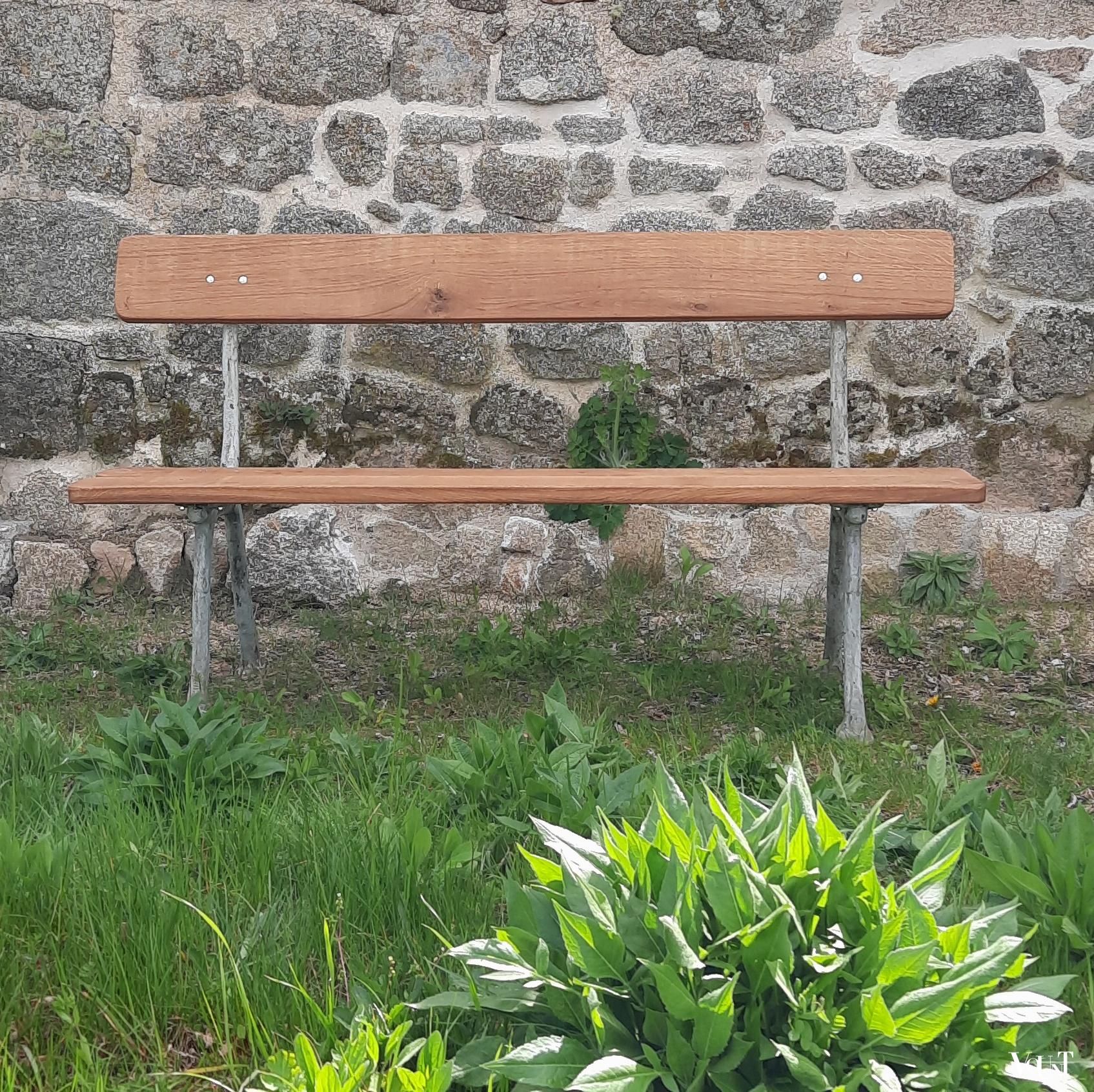 Franse antieke tuinbank met faux bois frame