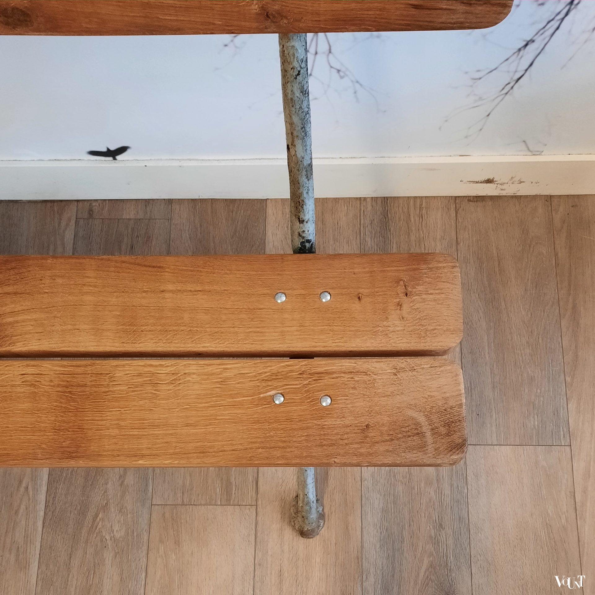 Franse antieke tuinbank met faux bois frame