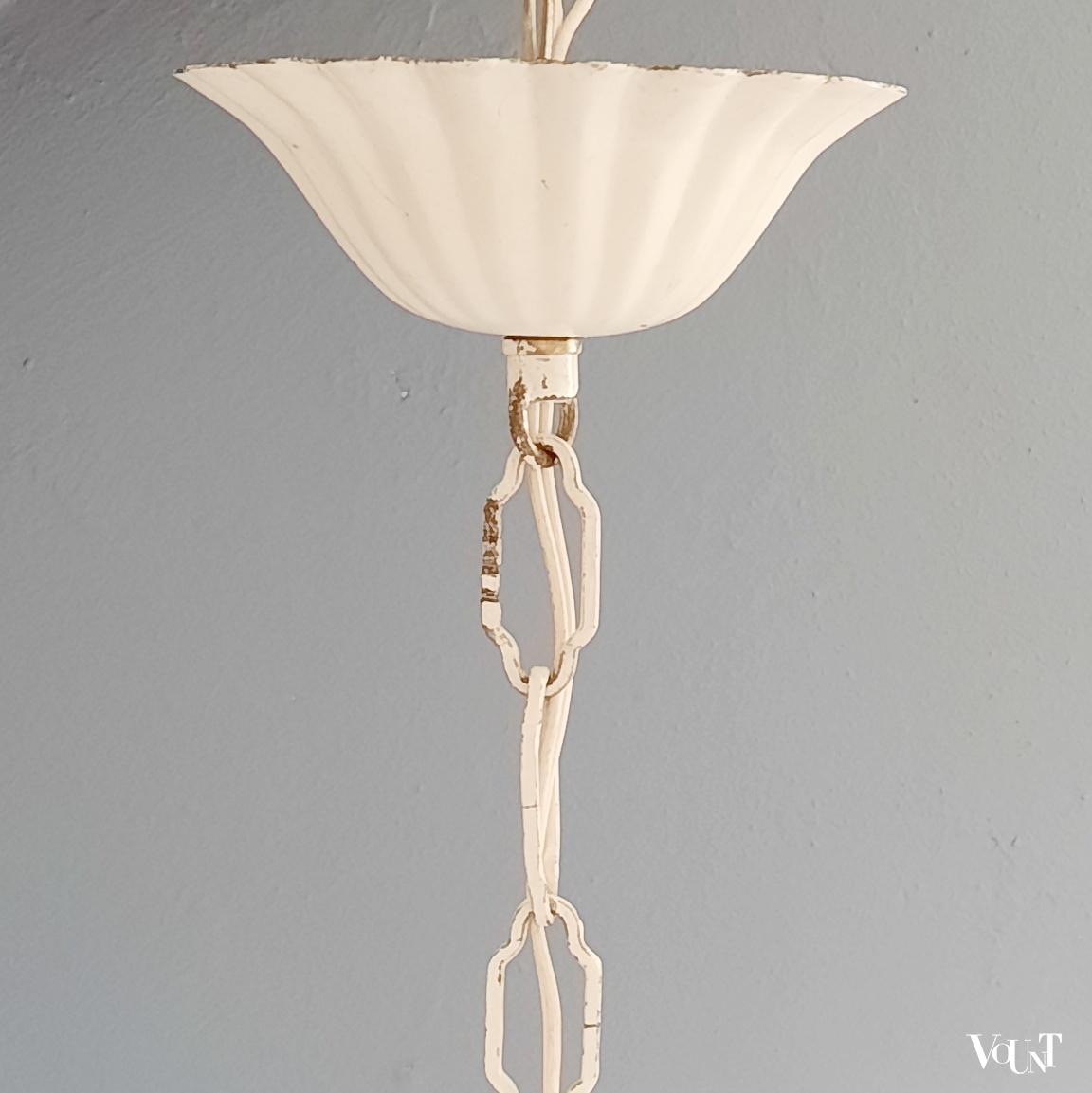 Franse metalen hanglamp bloemen, jaren '60