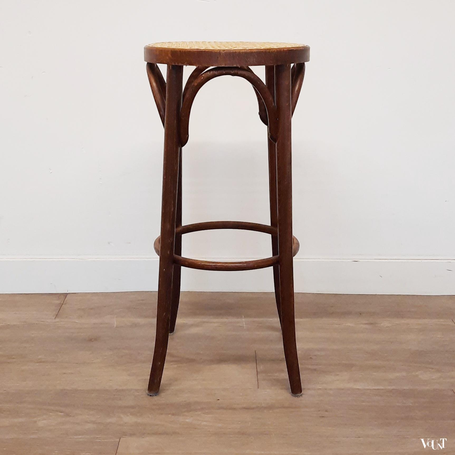 Set van 3 bentwood barkrukken met rotan zitting, jaren '70