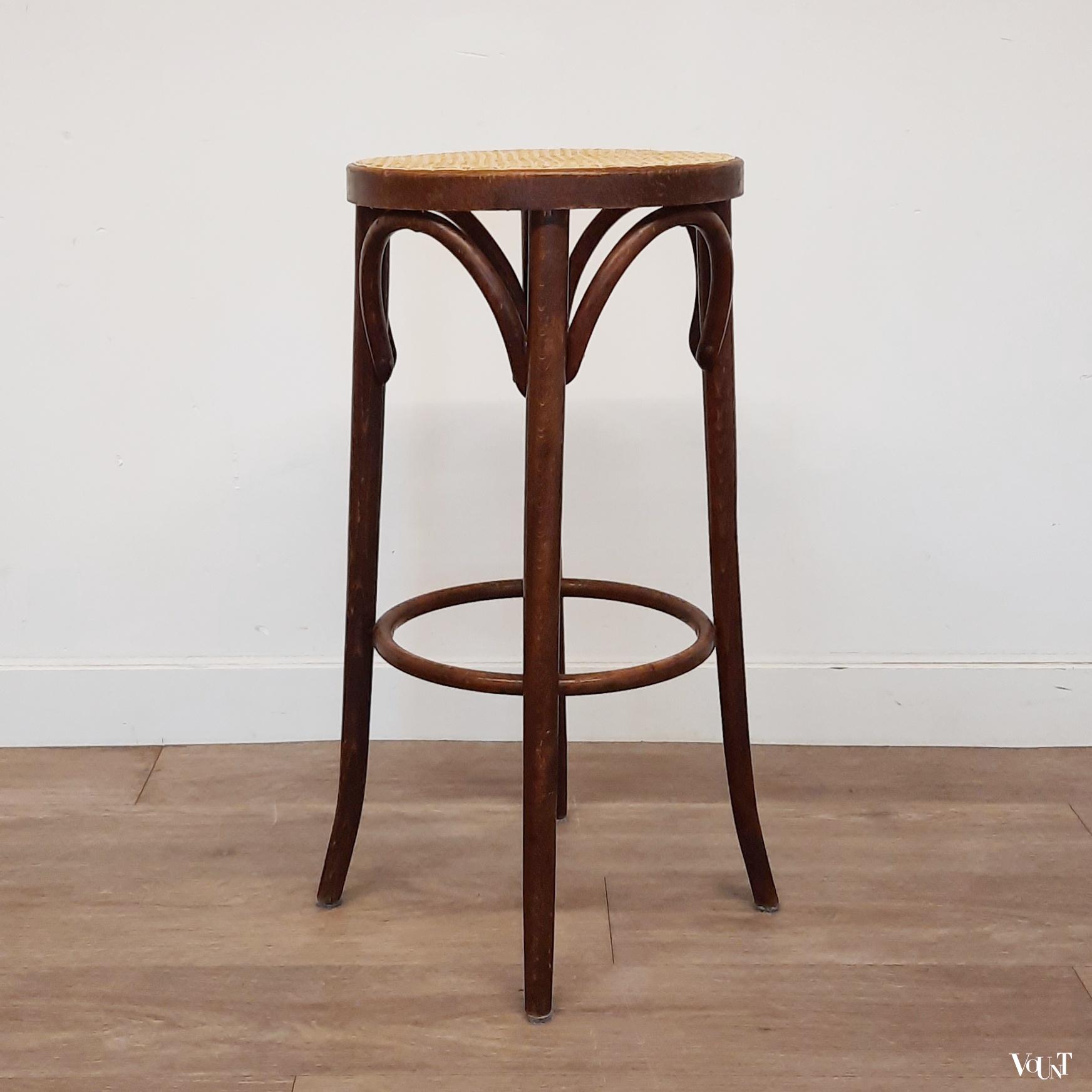 Set van 3 bentwood barkrukken met rotan zitting, jaren '70