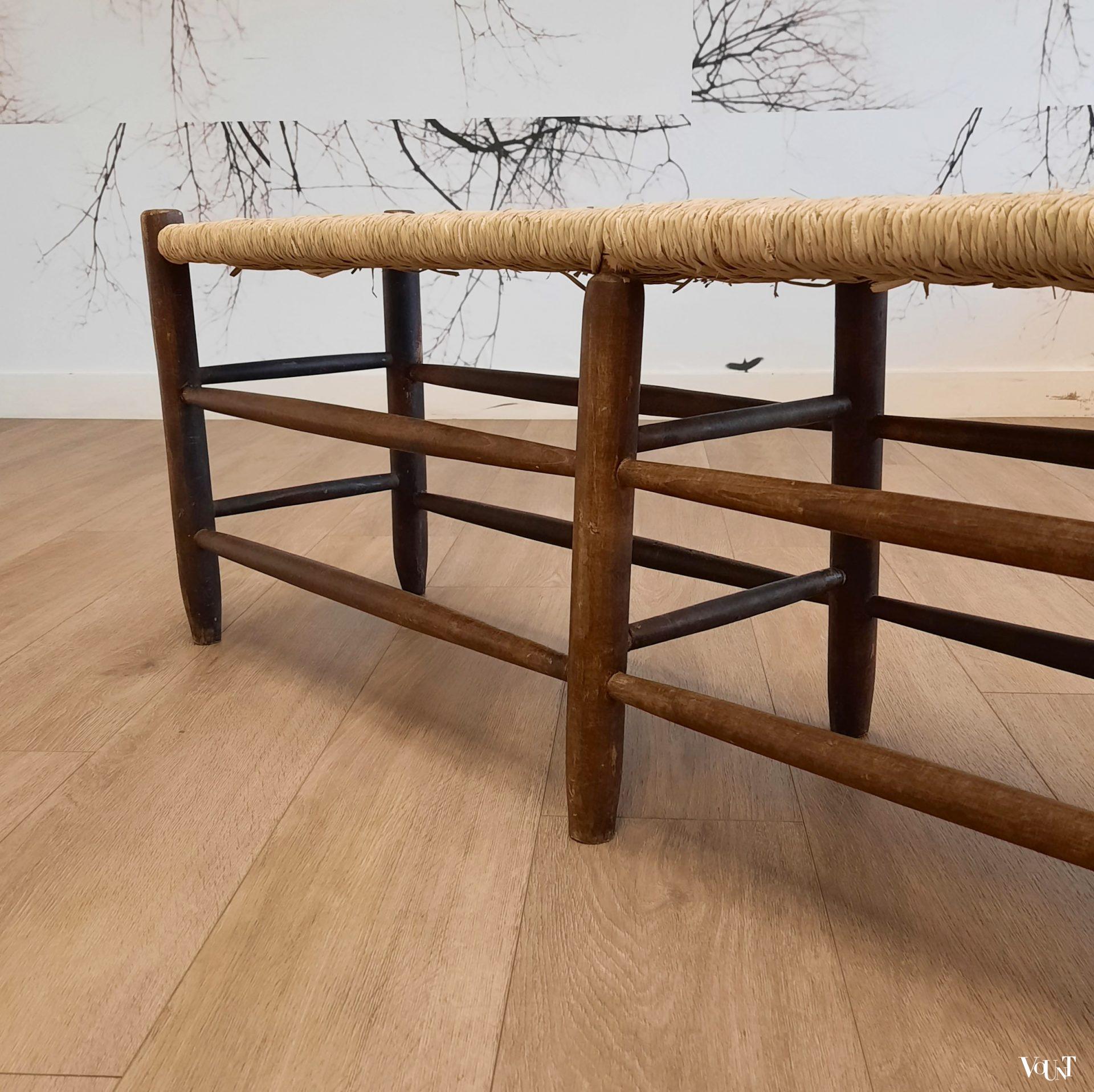 Frans bankje met biezen zitting, jaren '50/'60