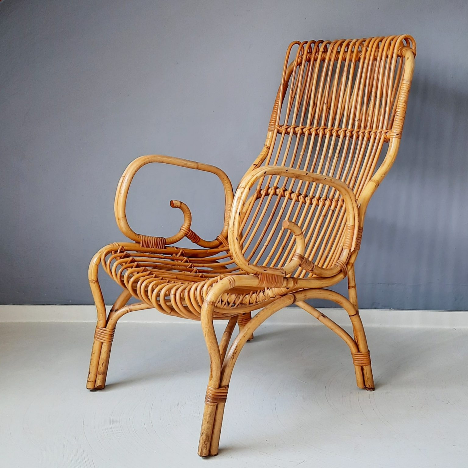 Italiaanse rotan fauteuil, jaren '60
