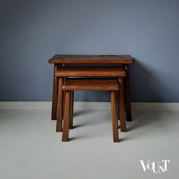 Set van 3 brutalist bijzettafels, jaren '60