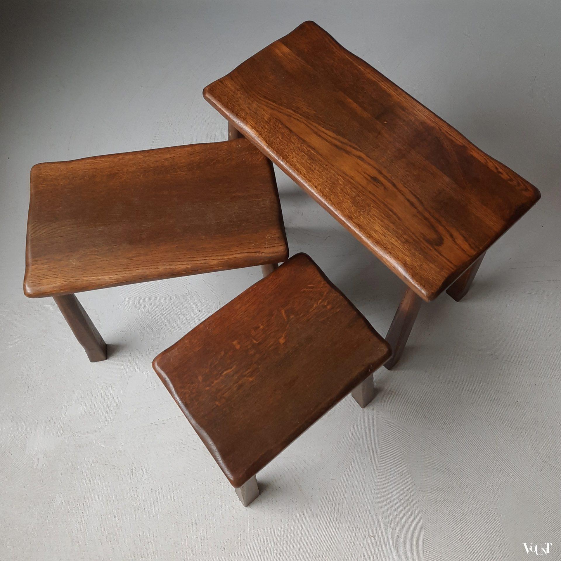 Set van 3 brutalist bijzettafels, jaren '60