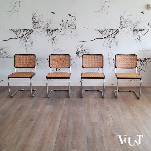 Set van 4 bruine S32 stoelen, Marcel Breuer voor Thonet, jaren '70