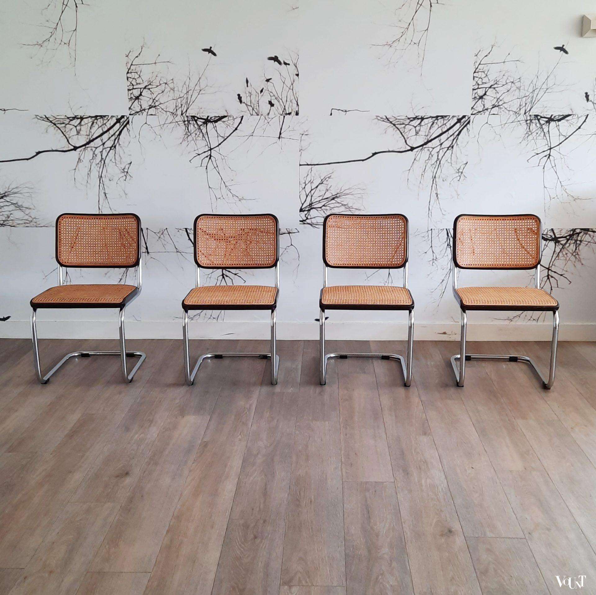 Set van 4 bruine S32 stoelen, Marcel Breuer voor Thonet, jaren '70