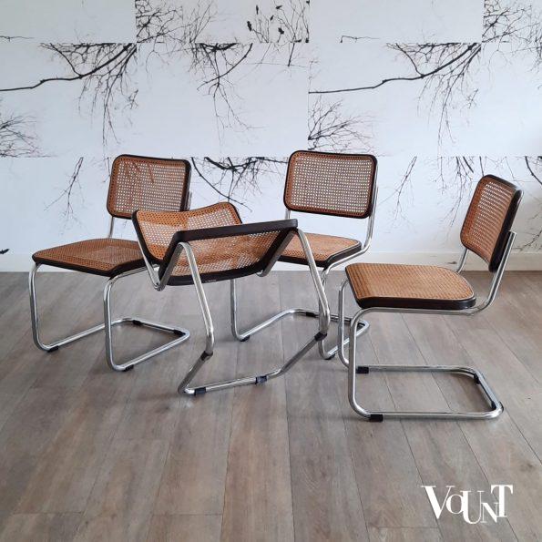 Set van 4 bruine S32 stoelen, Marcel Breuer voor Thonet, jaren '70