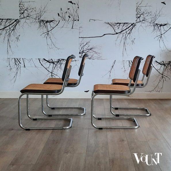Set van 4 bruine S32 stoelen, Marcel Breuer voor Thonet, jaren '70